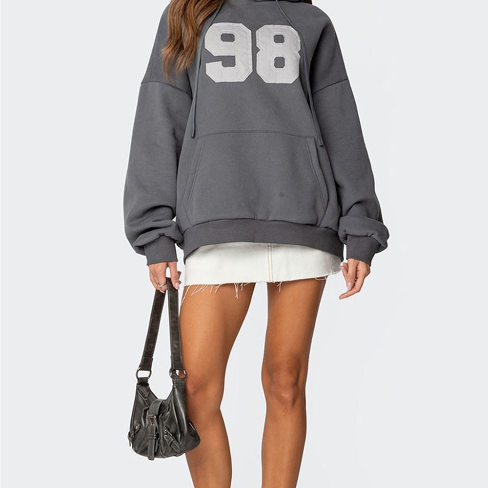 Edikted Gray Hoodie with White Print